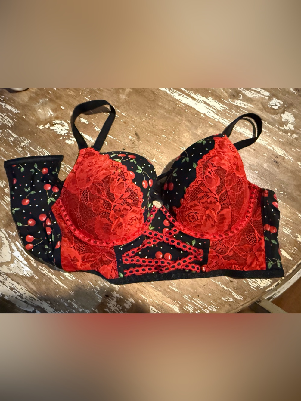 torrid Red Lace Cherry Print Push-Up Bra